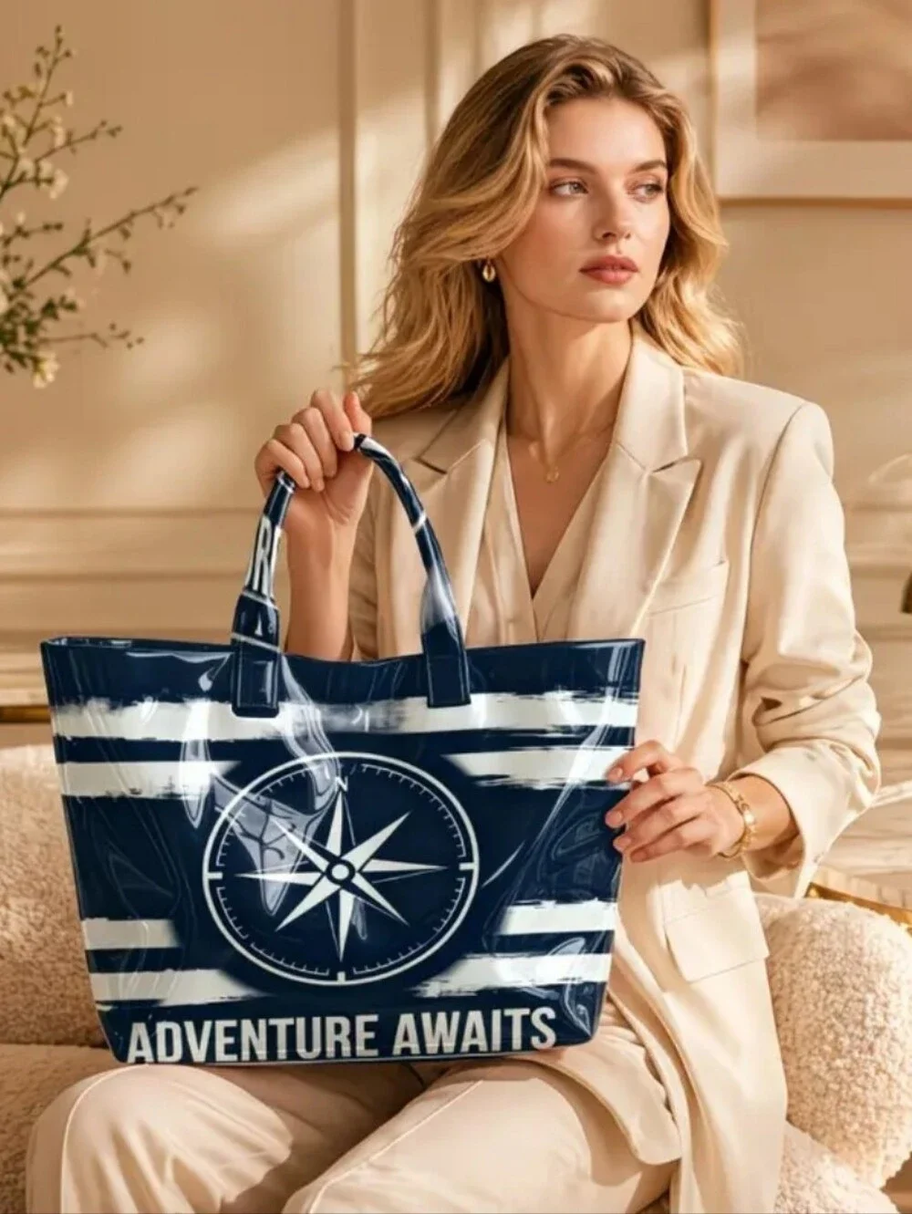 Adventure Awaits PVC Tote Shoulder Bag